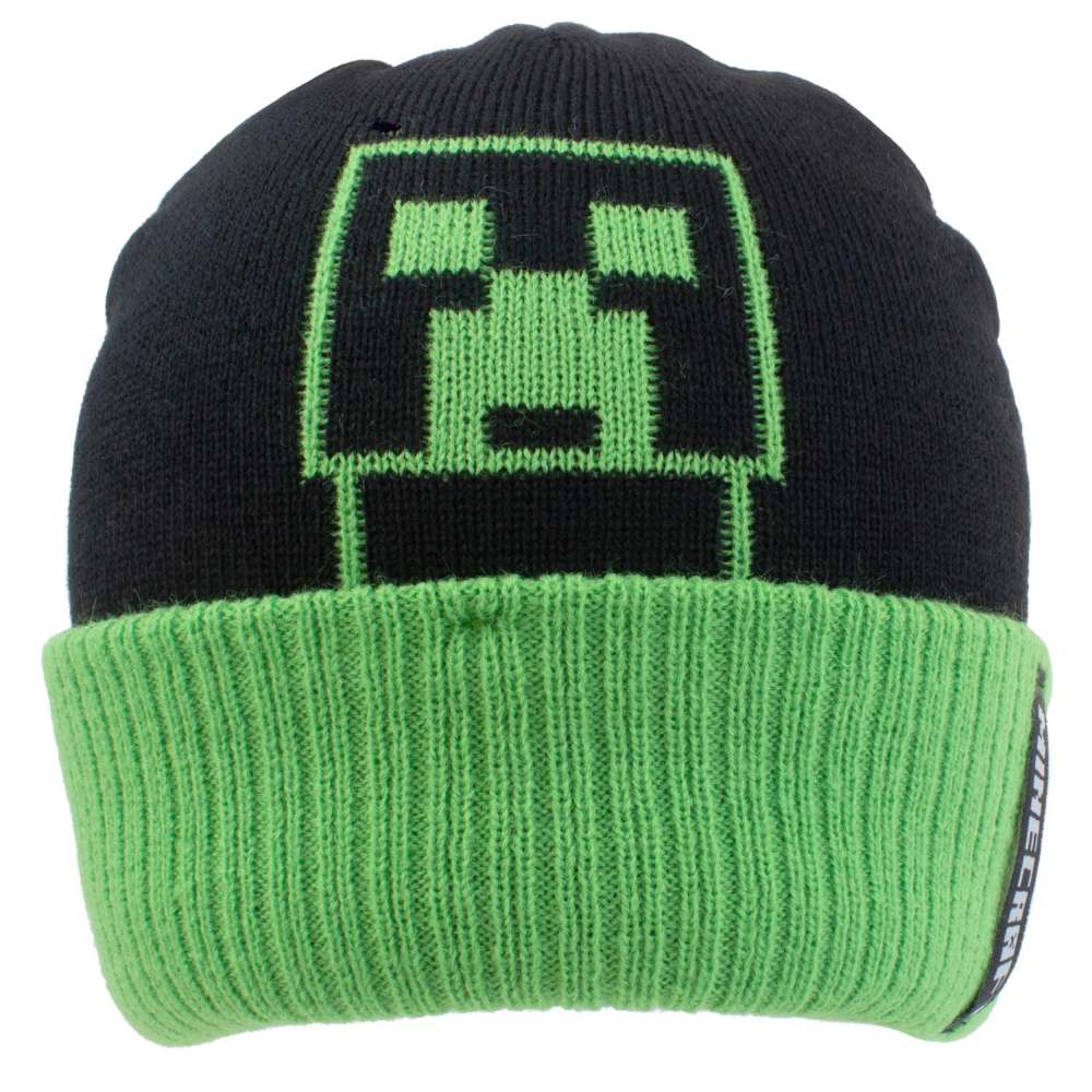Minecraft - Little Creeper Beanie Muts - Zwart/Groen